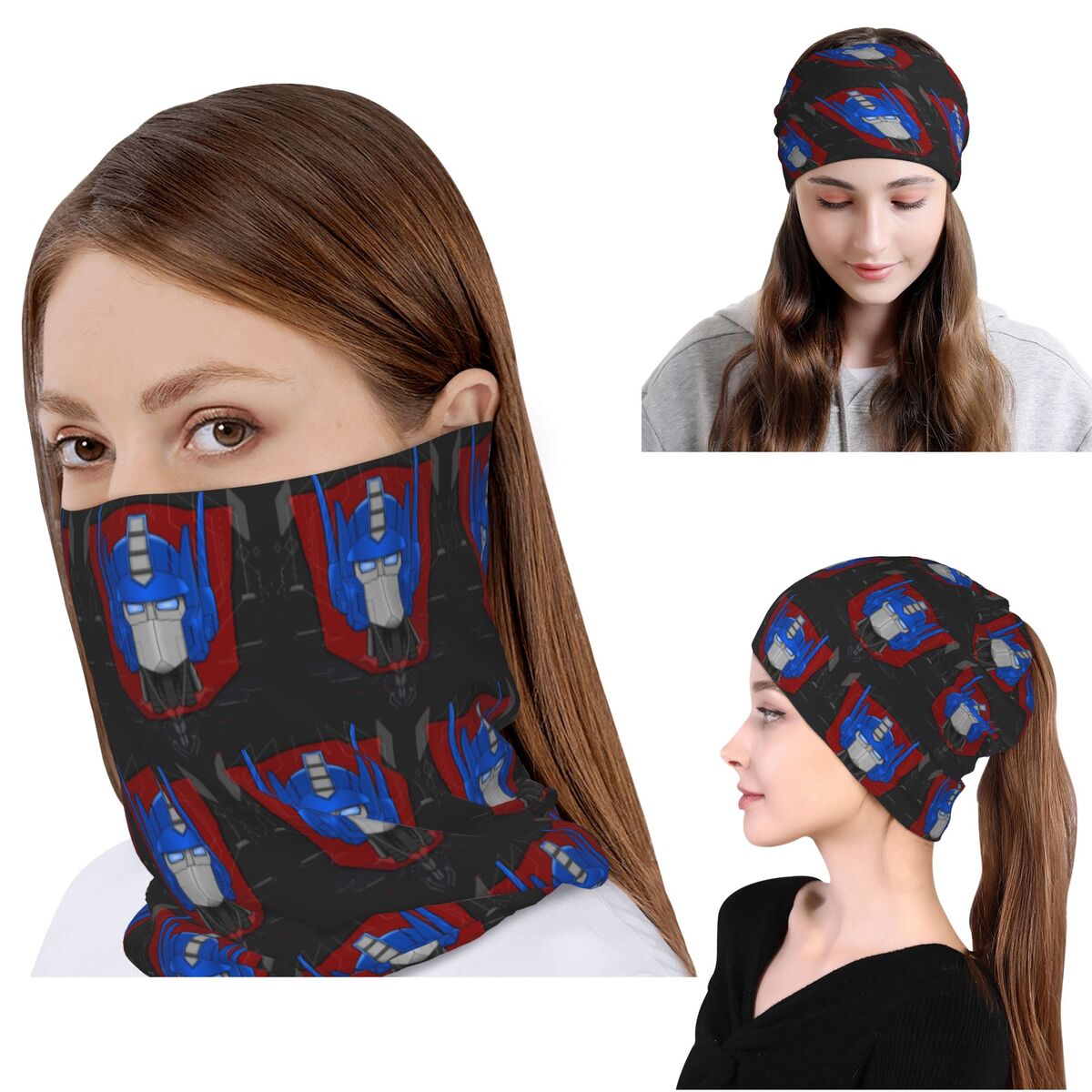 Knit Beanie Hat Warm - Optimus Prime Bust Bandana Neck Gaiter