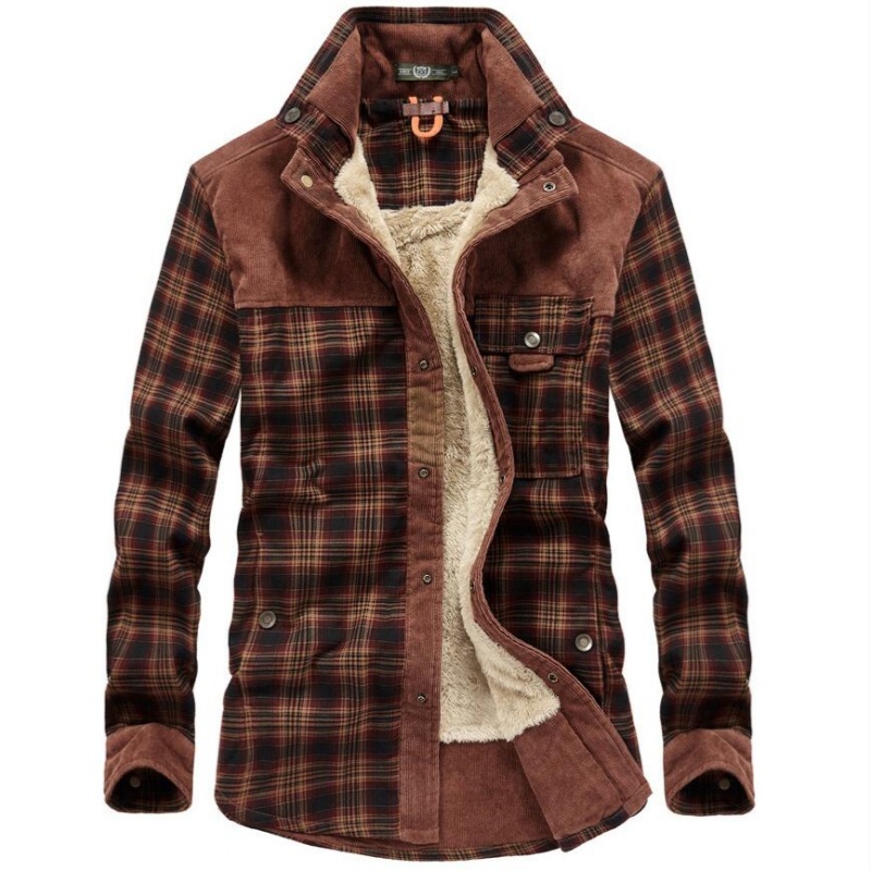 Men's Jackets Winter Windproof – обзор и цена Flannel Shirt Lined