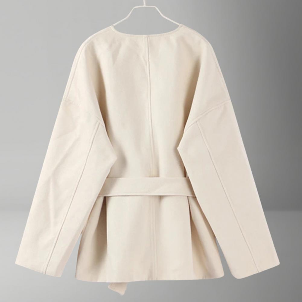 Lace-up Waist Jacket Stylish W – обзор и цена Wool Coat Peacoat