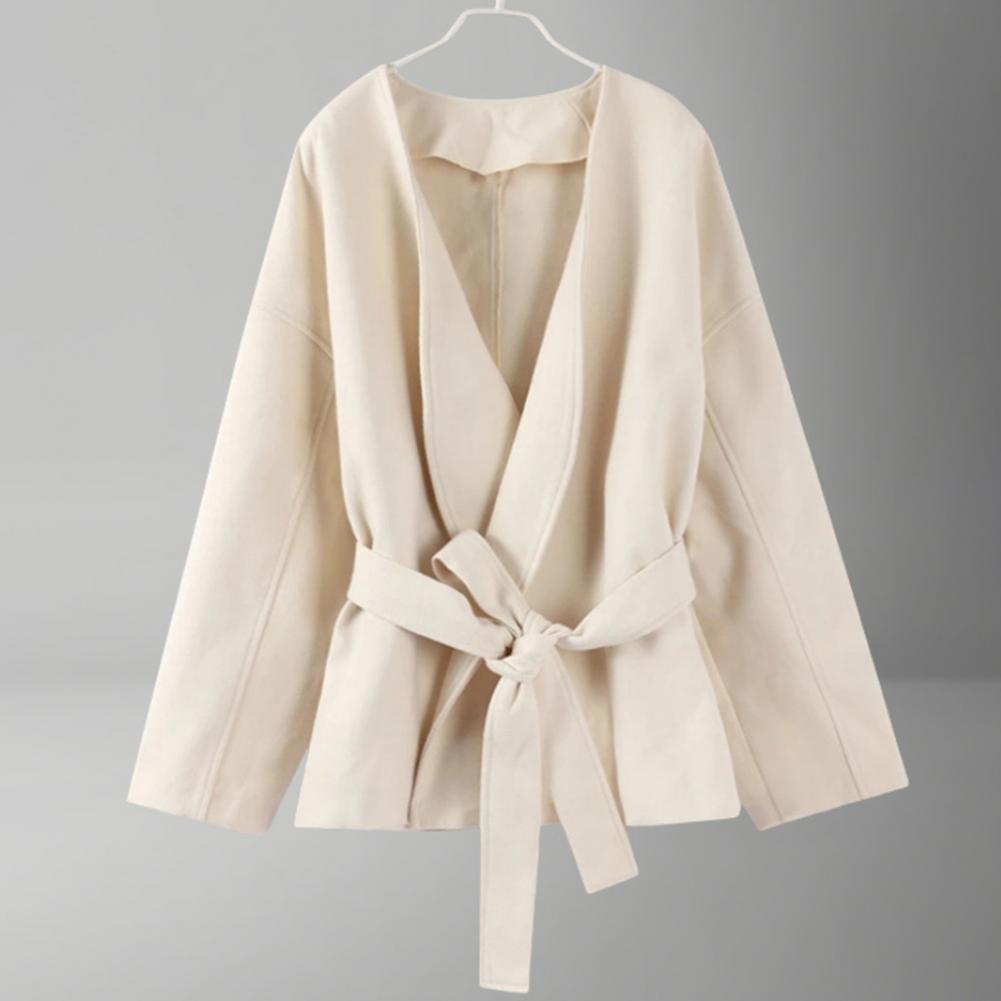Lace-up Waist Jacket Stylish W – обзор и цена Wool Coat Peacoat