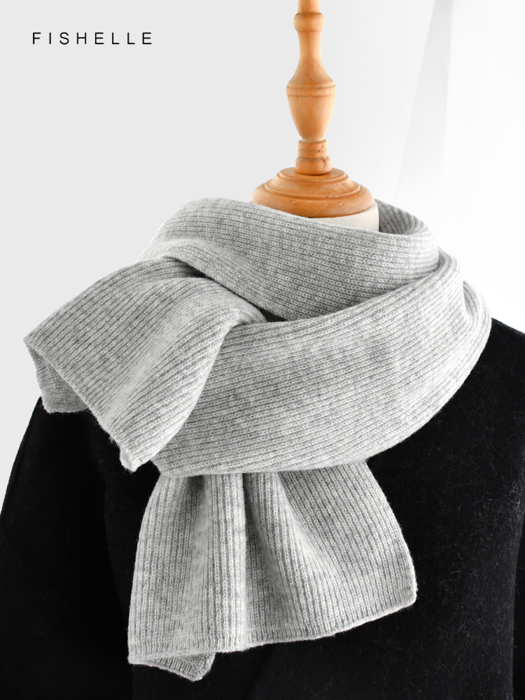 Gray solid color cashmere scar – обзор и цена Wool Scarf Men