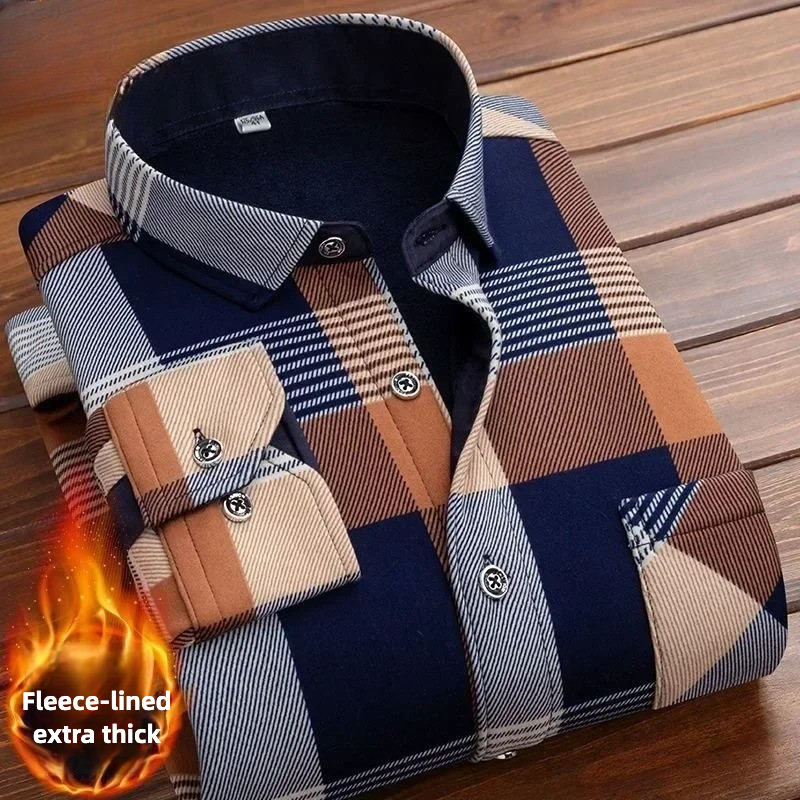 2025 Men's Winter Warm Long Sl – обзор и цена Flannel Shirt Lined
