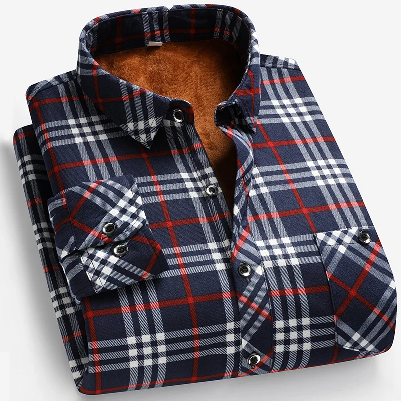 Autumn and Winter Men's Fleece – обзор и цена Flannel Shirt Lined