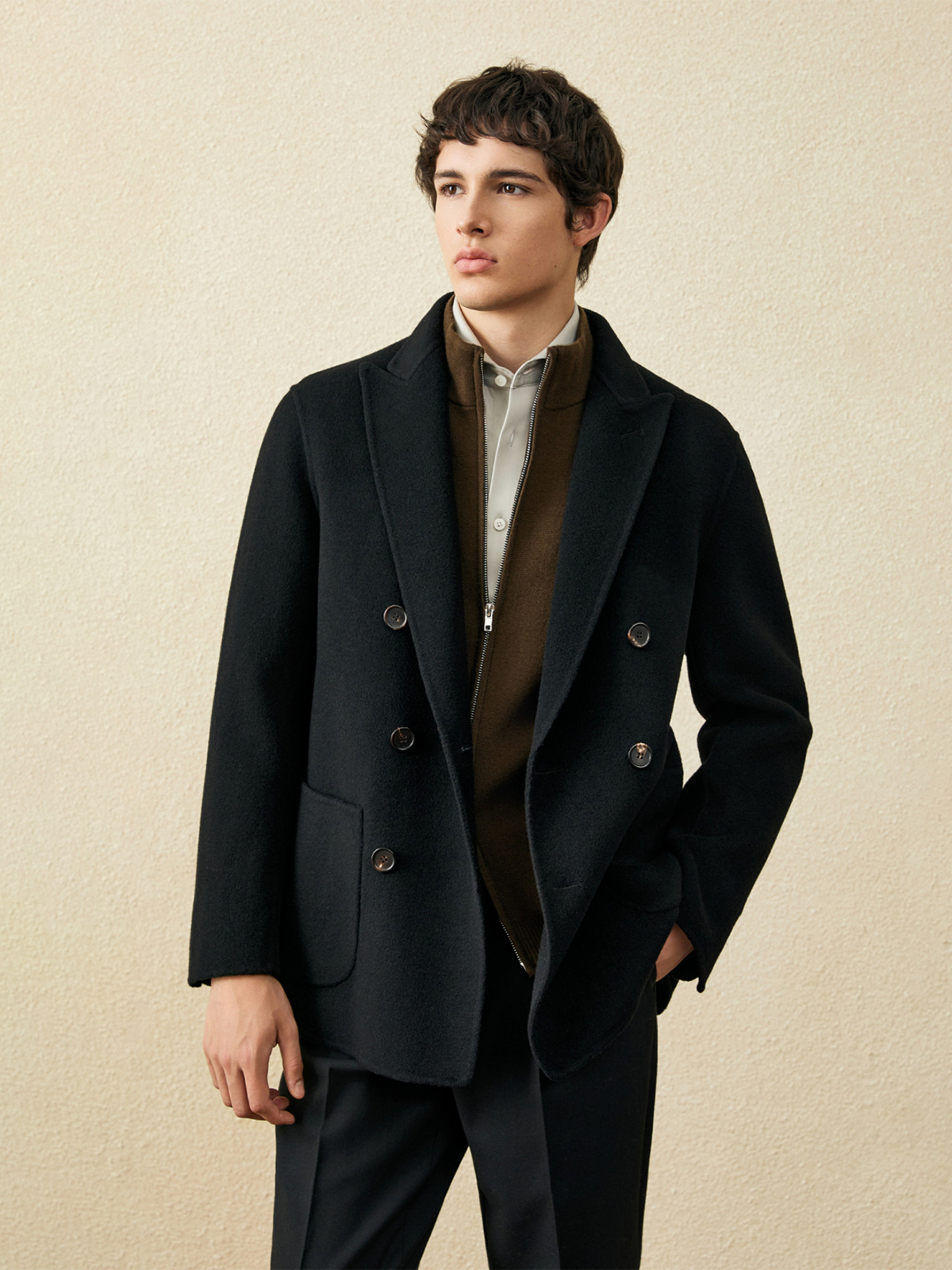 Men‘s 100% Wool Short Coat | B – обзор и цена Wool Coat Peacoat