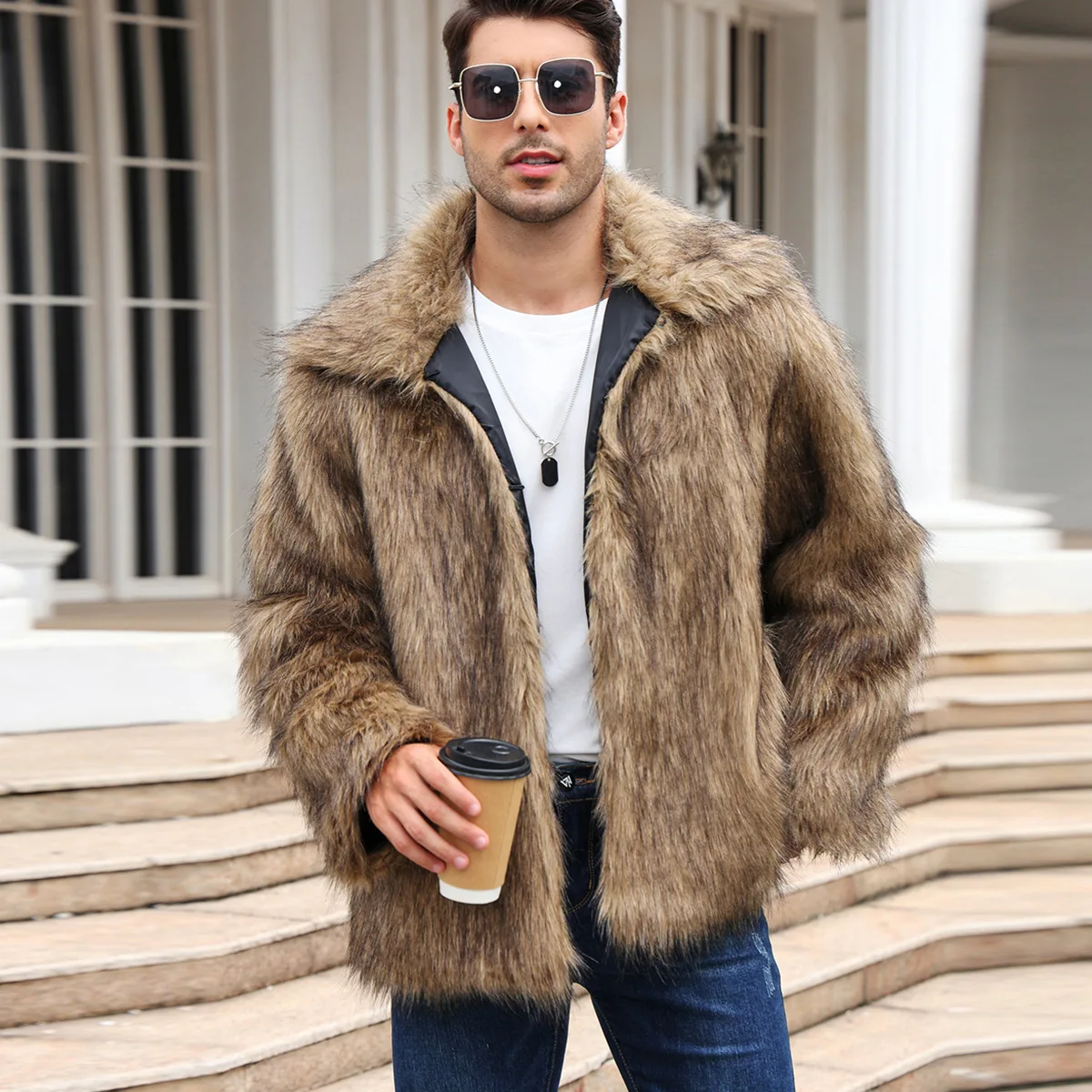 Men Faux Fox Fur Jacket Coat W – обзор и цена Down Jacket Packable