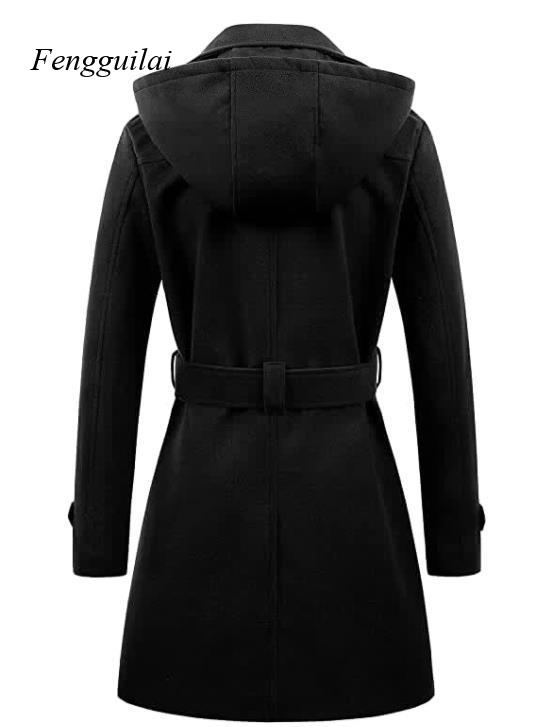 Women's Black Hooded Double Br – обзор и цена Wool Coat Peacoat