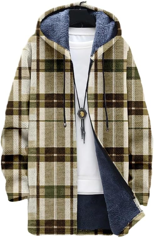 Men's Plaid Cardigan Oversized – обзор и цена Sherpa Hoodie Fleece